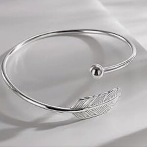 Sterling Silver Feather Cuff Bracelet -  Comes In A Red Velvet Gift Bag !